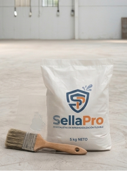 Kit SellaPro Membrana Elástica Impermeable (Bolsa 5 kg + Accesorios)